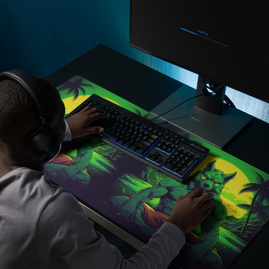 Mouse Pad Gamer Lobo Playa Neon