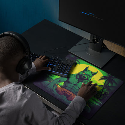 Mouse Pad Gamer Lobo Playa Neon
